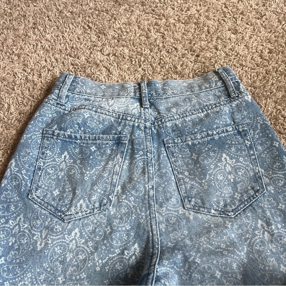 Simple Society Size 1/25 Blue Paisley Print Straight Leg Jeans - Picture 9 of 9